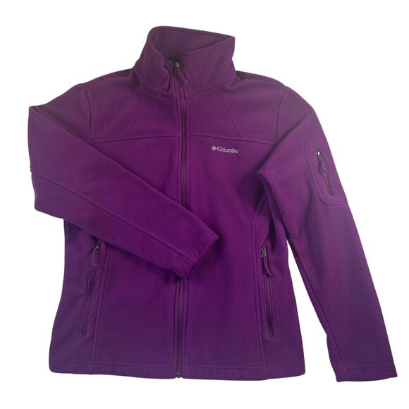 Columbia Jacket Women's Purple Fleece Full Zip Mock Neck Medium Zippered Pocket - Picture 5 of 11
